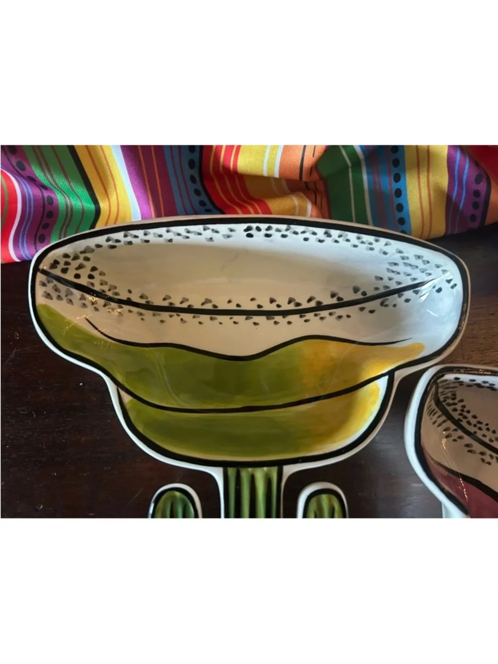 4 Clay Art Margarita Shaped w/ Cactus Handle Serving Bowls CINCO de Mayo‎ NWOT